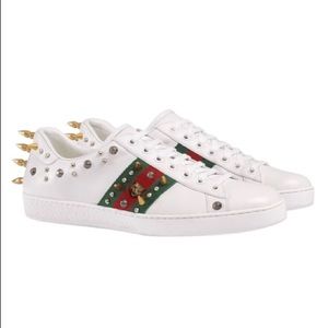Ace Sneaker White Leather With Spikes & Studs